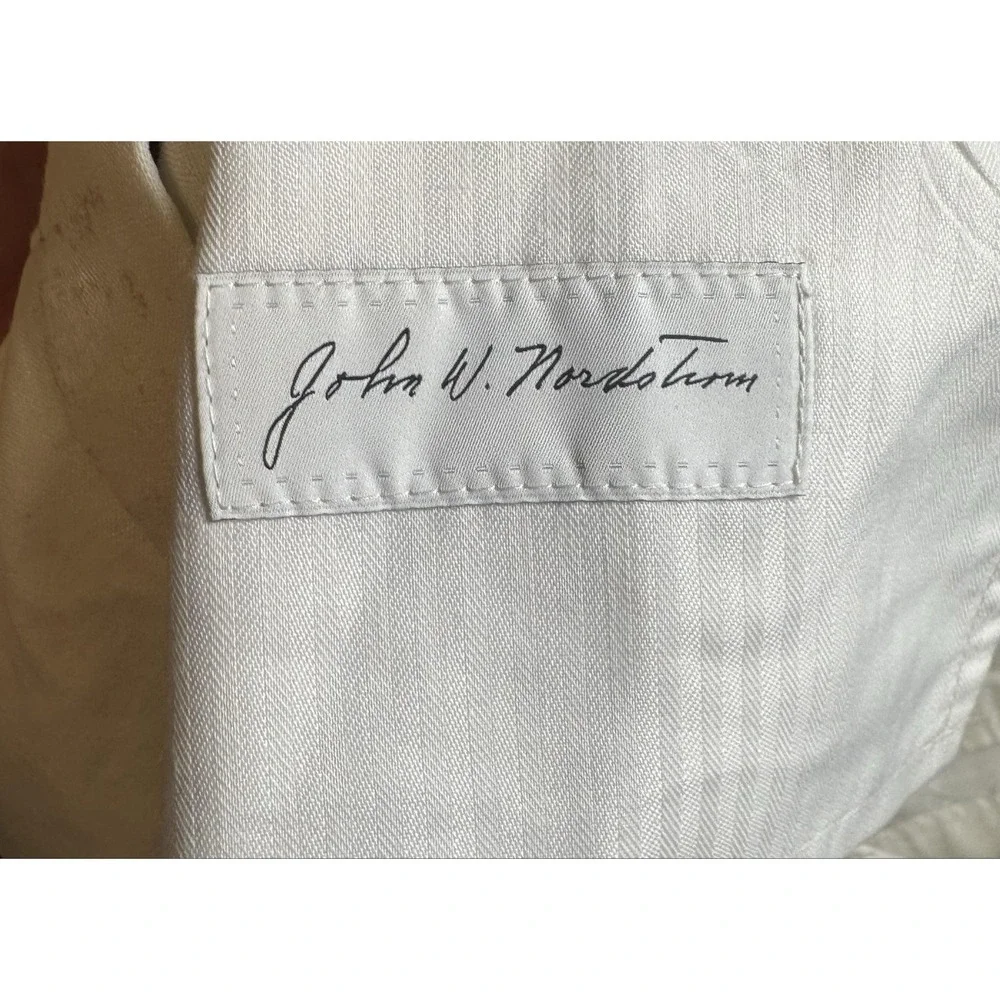 John W Nordstrom Mens Linen Pants 38x30 White Flat Front Dress Trousers